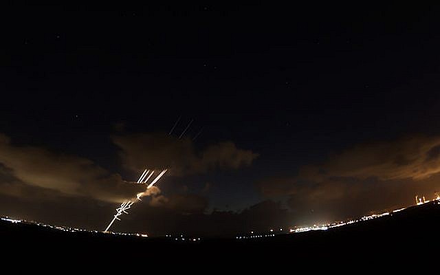 Rockets being fired from Gaza into Israel in 2014. (Source: IDF)