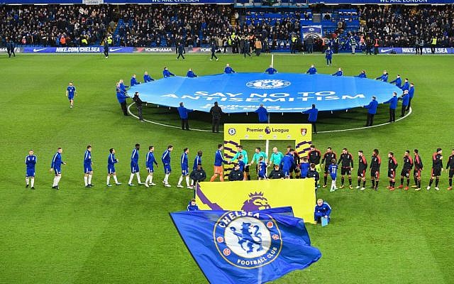 Chelsea launched its campaign to tackle anti-Semitism ahead their match against Bournemouth in January 2018 (Via Jewish News)