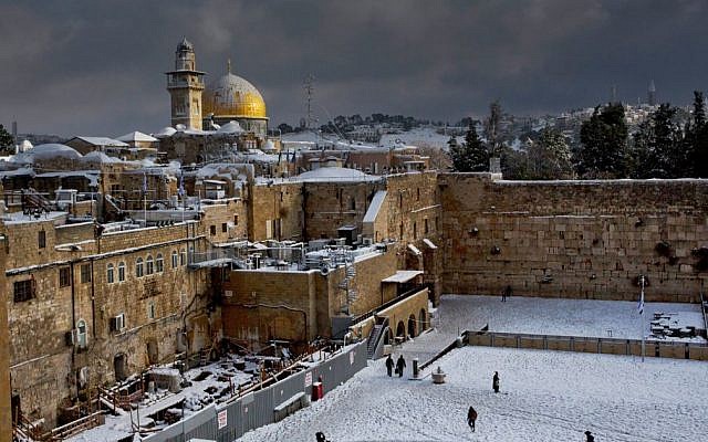 The Western Wall and the Dome of the Rock in Jerusalem, among the holiest sites respectively for Jews and Muslims, are covered in snow, December 13, 2013. (AP/Dusan Vranic, File) The Western Wall and the Dome of the Rock in Jerusalem, among the holiest sites respectively for Jews and Muslims, are covered in snow, December 13, 2013. (AP/Dusan Vranic, File)