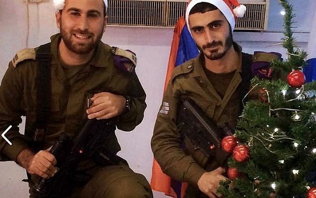 Christian-Arab Israeli soldiers celebrate Christmas