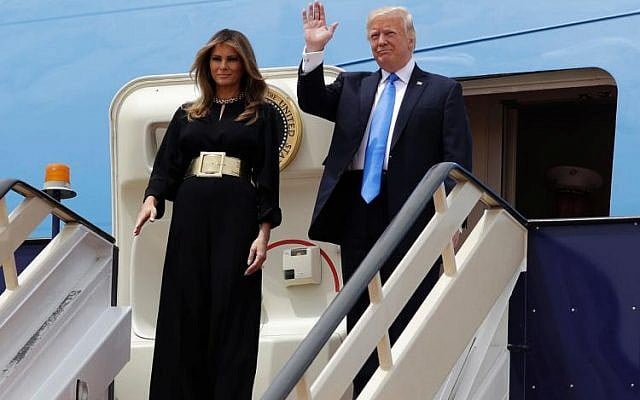 Donald Trump arriving in Saudi Arabia.