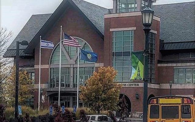 The Israeli flag flies in solidarity with the campus' Jewish population after the Tree of Life massacre