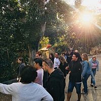 EMISers guiding NYU students through a tour at the Kfar Hayarok.