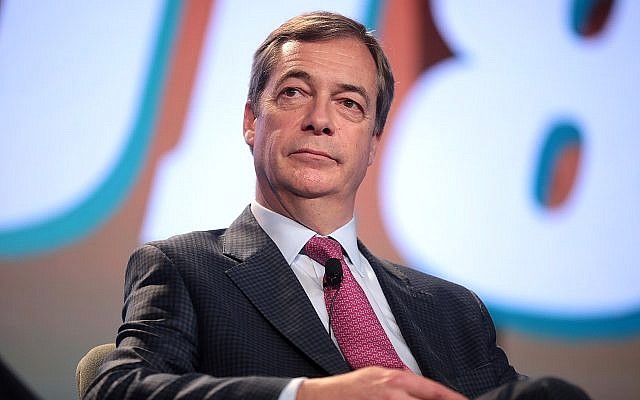 Nigel Farage  (Wikipedia/Gage Skidmore via Jewish News)