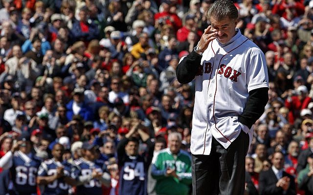 Bill Buckner, on the day in 2008 that Boston forgave him, Fenway Park. (Twitter)