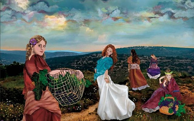 The Daughters of Tzelafchad, by Yael Harris Resnick Art. Giclee canvas prints available. (via Facebook) The Daughters of Tzelafchad, by Yael Harris Resnick Art. Giclee canvas prints available. (via Facebook)