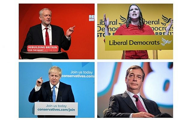 Jeremy Corbyn, Jo Swinson, Boris Johnson and Nigel Farage.