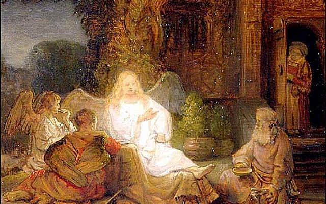 Illustrative. Abraham Serving the Three Angels, by Rembrandt, 1646. (Wikipedia)