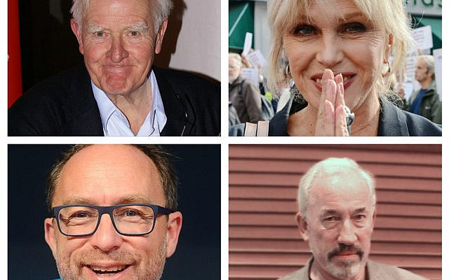 John le Carre, Joanna Lumley,, Jimmy Wales and  Simon Callow (WIkipedia via Jewish News)