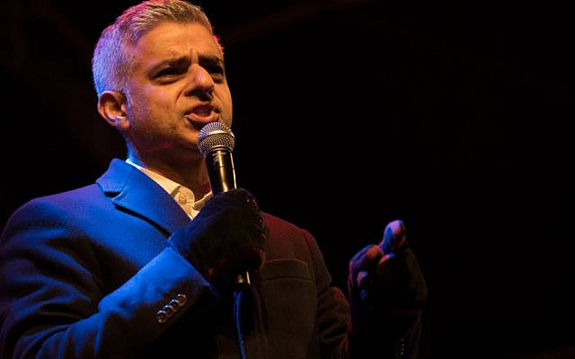 London Mayor Sadiq Khan speaking at Chanukah in the Square (Credit: Marc Morris Photography  via Jewish News)
