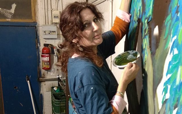 Designer Roxane Goodkin-Levy working on a set for the Encore! production of 'Rothschild & Sons' (Photo: Bentzi Binder)
