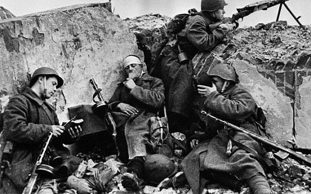 Soviet soldiers at Stalingrad during a short rest after fighting, 1944. (Marc Alpert, RIA Novosti archive, via Wikipedia)