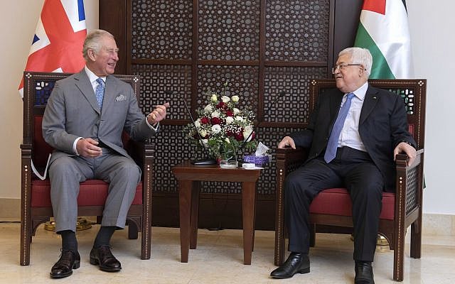 The Prince of Wales meeting with President Mahmoud Abbas at his official residence in Bethlehem (Photo credit: Julian Simmonds/The Daily Telegraph/PA Wire via Jewish News)