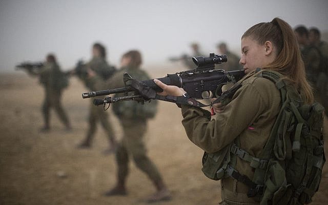 Illustrative. Female soldiers in the IDF, during training, July 13, 2016. (Hadas Parush/ Flash90/ File) Illustrative. Female soldiers in the IDF, during training, July 13, 2016. (Hadas Parush/ Flash90/ File)