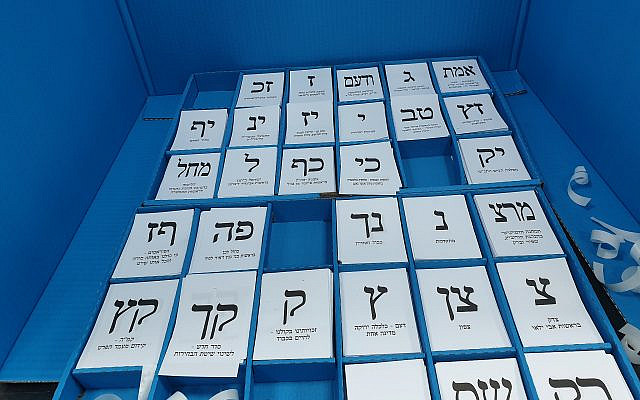Ballots for the September 2019 Knesset election. (Wikimedia Commons)