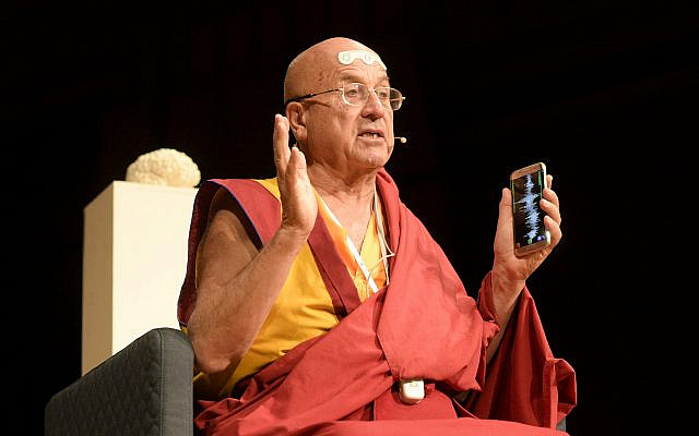 Matthieu Ricard, a Buddhist monk, meditates in Brussels while wearing a Neurosteer brain monitoring device. (Photos courtesy of Neurosteer) Matthieu Ricard, a Buddhist monk, meditates in Brussels while wearing a Neurosteer brain monitoring device. (Photos courtesy of Neurosteer)