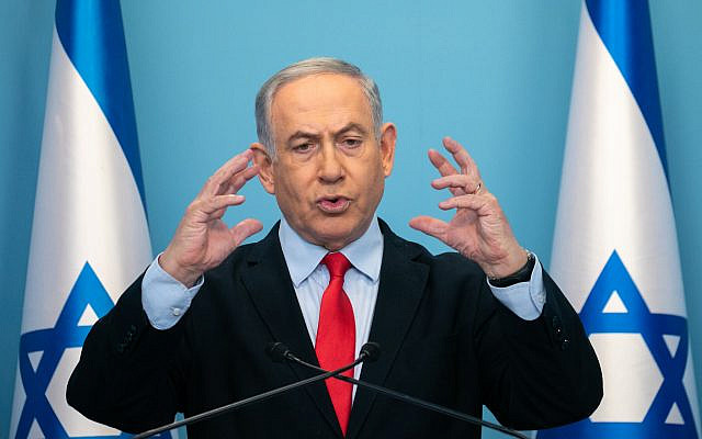 Israeli prime minister Benjamin Netanyahu holds a press conference at the Prime Ministers office in Jerusalem on March 12, 2020. Photo by Olivier Fitoussi/Flash90 *** Local Caption *** 
ראש הממשלה בנימין נתניהו
קורונה
וירוס