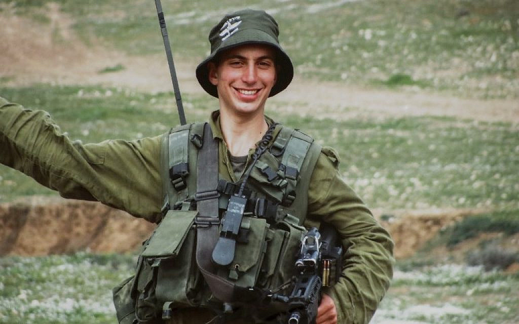 This picture taken on August 29, 2018 shows a photo of Lieutenant Hadar Goldin taken while on army duty, as shown by his parents at their family home in Kfar Saba. (AFP PHOTO / JACK GUEZ)