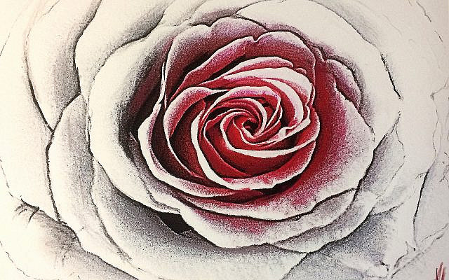 Inna Rogatchi (C). The Thirteen Petalled Rose. Homage to Rav Adin Steinsaltz. The Garment of the Moon series. Lapice pastel, crayons Luminance on authored original archival print on white cotton paper. 30 x 40 cm. 2020.