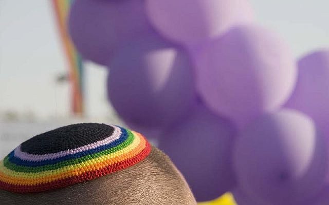 Man wears a rainbow kippa at celebration in Jerusalem, Israel (Jewish News)