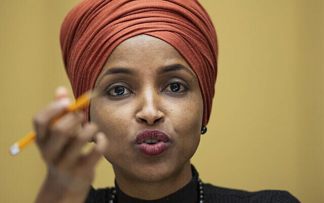 Rep. Ilhan Omar, D-Minn., speaks to witnesses during a House Committee on the Judiciary‚ Subcommittee on Immigration and Citizenship and Committee on Foreign Affairs, Subcommittee on Oversight and Investigations joint hearing on the administration's 'Muslim ban' on Capitol Hill in Washington, Tuesday, Sept. 24, 2019. (AP Photo/Manuel Balce Ceneta) Rep. Ilhan Omar, D-Minn., speaks to witnesses during a House Committee on the Judiciary‚ Subcommittee on Immigration and Citizenship and Committee on Foreign Affairs, Subcommittee on Oversight and Investigations joint hearing on the administration's 'Muslim ban' on Capitol Hill in Washington, Tuesday, Sept. 24, 2019. (AP Photo/Manuel Balce Ceneta)