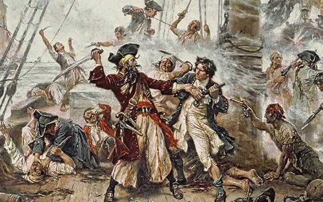 Capture of the Pirate, Blackbeard, 1718, Jean Leon Gerome Ferris, painted in 1920. (Public Domain/ Wikimedia Commons) Capture of the Pirate, Blackbeard, 1718, Jean Leon Gerome Ferris, painted in 1920. (Public Domain/ Wikimedia Commons)