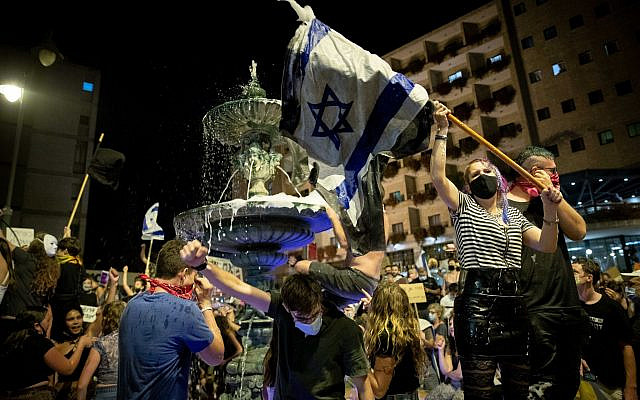 Israelis protest against Israeli prime minister Benjamin Netanyahu outside Prime Minister Netanyahu's official residence in Jerusalem on August 01, 2020. Photo by: JINIPIX via Jewish News. Israelis protest against Israeli prime minister Benjamin Netanyahu outside Prime Minister Netanyahu's official residence in Jerusalem on August 01, 2020. Photo by: JINIPIX via Jewish News.