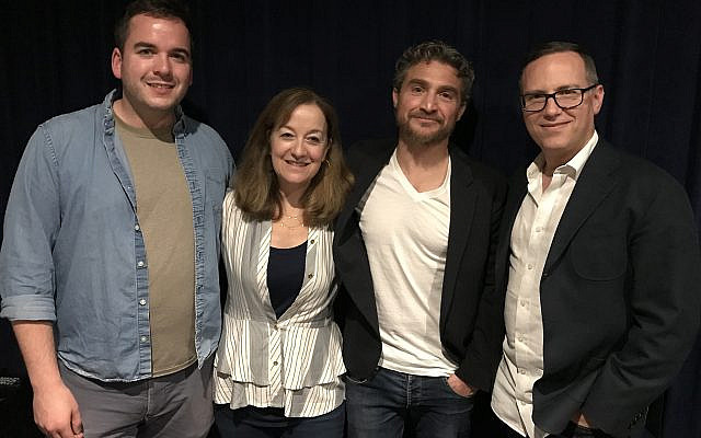 At LA screening.
Photo from left:
Brett Kopin (co-screenwriter)
Beth Kopin (executive producer)
Greg Ferkel (story writer)
Daniel Alcheh (composer) At LA screening.
Photo from left:
Brett Kopin (co-screenwriter)
Beth Kopin (executive producer)
Greg Ferkel (story writer)
Daniel Alcheh (composer)