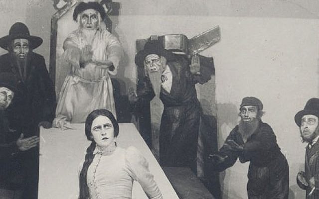 The Hebrew-language premiere of The Dybbuk, with Hanna Rovina as Leah, at Habima Theater, Moscow, January 31, 1922. (Wikipedia) The Hebrew-language premiere of The Dybbuk, with Hanna Rovina as Leah, at Habima Theater, Moscow, January 31, 1922. (Wikipedia)