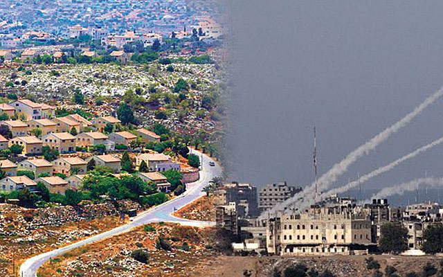 Credit: The Telegraph
Image shows an Israeli settlement and rocket fire from Gaza