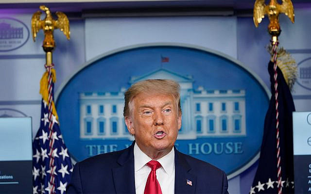 US President Donald Trump speaks during a news conference at the White House in Washington, September 10, 2020. (AP Photo/Susan Walsh)