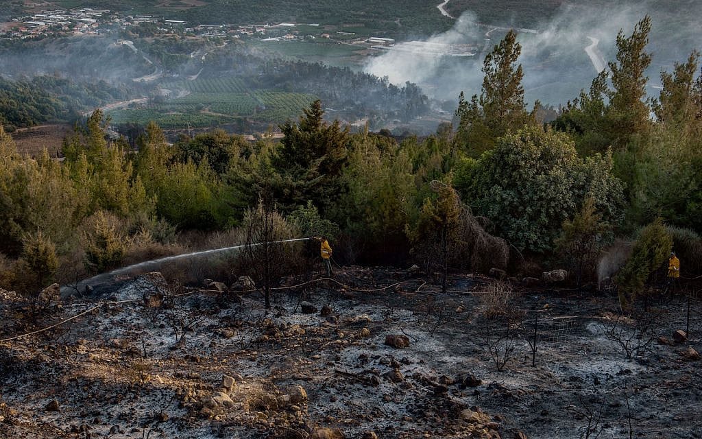 The scene where a fire broke out near Misgav Am, northern Israel. October 9, 2020. (Basel Awidat/Flash90) The scene where a fire broke out near Misgav Am, northern Israel. October 9, 2020. (Basel Awidat/Flash90)