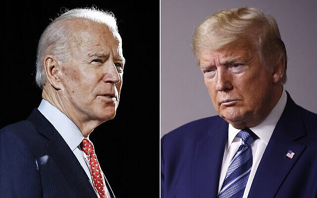 FILE - In this combination of file photos, former Vice President Joe Biden speaks in Wilmington, Del., on March 12, 2020, left, and President Donald Trump speaks at the White House in Washington on April 5, 2020. (AP Photo, File) FILE - In this combination of file photos, former Vice President Joe Biden speaks in Wilmington, Del., on March 12, 2020, left, and President Donald Trump speaks at the White House in Washington on April 5, 2020. (AP Photo, File)
