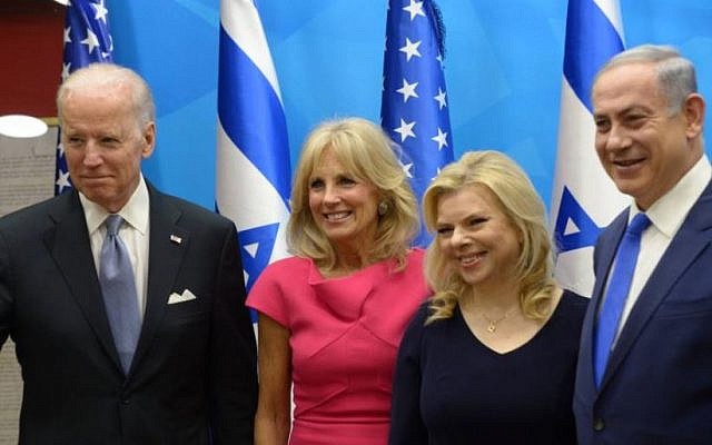 The Bidens and the Netanyahus on one of the Vice President's visit. (Israel Government Press Office)