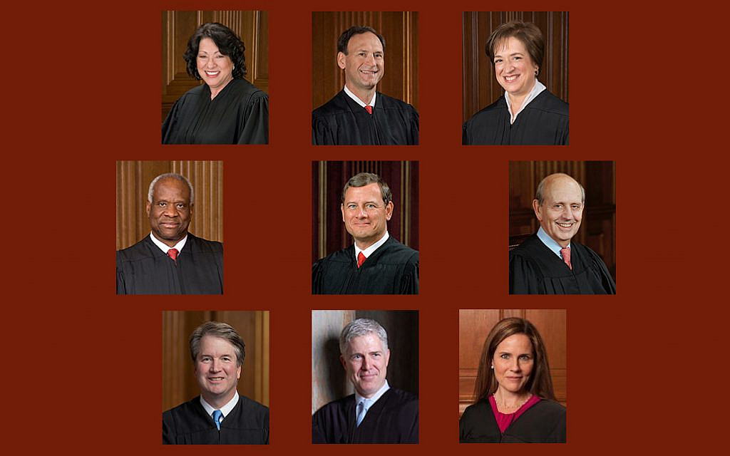 Montage of the current members of the Supreme Court of the United States, including recently sworn-in Justice Amy Coney-Barrett. November 2020. (All photos PD)