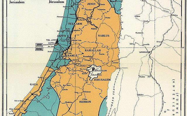 UN Map, 'Palestine plan of partition with economic union' (PD via Wikipedia)