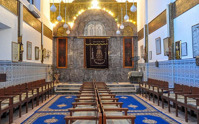 An inside view of the Lazama Synagogue, the oldest synagogue in the mellah of Marrakech. (Michal Shmulovich)