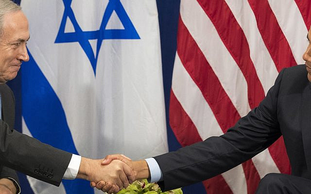 (L to R) Prime Minister of Israel Benjamin Netanyahu shakes hands with United States President Barack Obama during a bilateral meeting at the Lotte New York Palace Hotel, September 21, 2016 in New York City. Last week, Israel and the United States agreed to a $38 billion, 10-year aid package for Israel. Obama is expected to discuss the need for a "two-state solution" for the Israeli-Palestinian conflict. 
Credit: Drew Angerer / Pool via CNP /MediaPunch/IPX