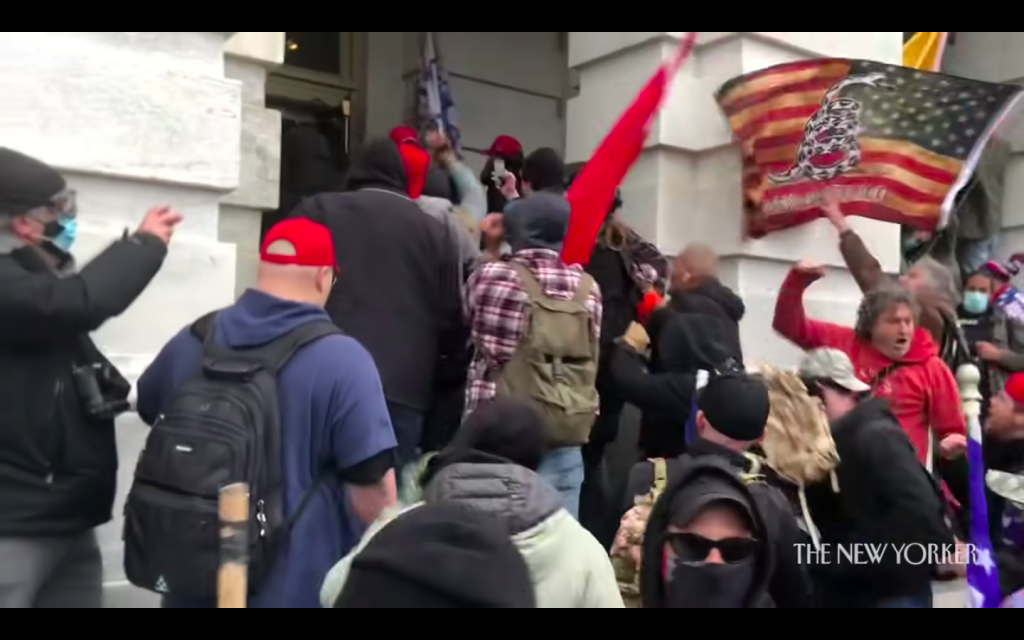 Screenshot from The New Yorker's "A Reporter’s Video from Inside the Capitol Siege"
