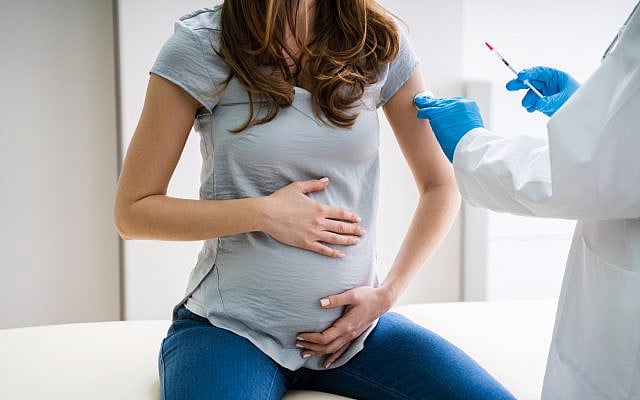 A pregnant woman gets vaccinated. (iStock)