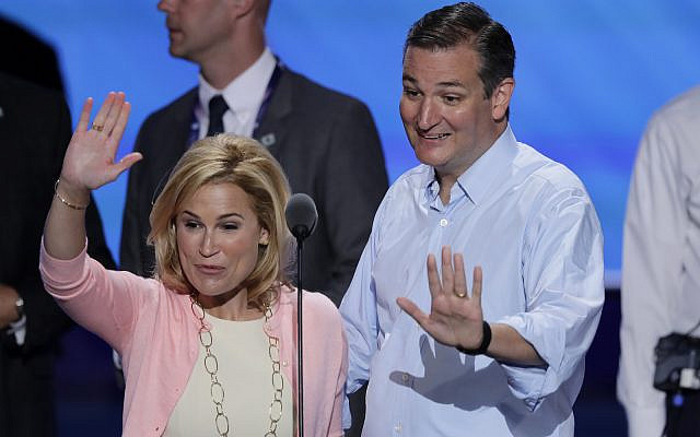 Sen. Ted Cruz, R-Tex., and wife Heidi wave from the podium during a sound check before the third day of the Republican National Convention in Cleveland, Wednesday, July 20, 2016. (AP Photo/J. Scott Applewhite) Sen. Ted Cruz, R-Tex., and wife Heidi wave from the podium during a sound check before the third day of the Republican National Convention in Cleveland, Wednesday, July 20, 2016. (AP Photo/J. Scott Applewhite)