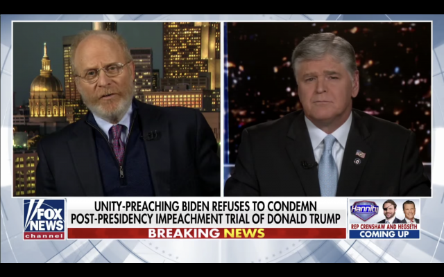 Trump impeachment attorney David Schoen (L) on 'Hannity' on Fox News, February 2, 2021 (Screen capture)
