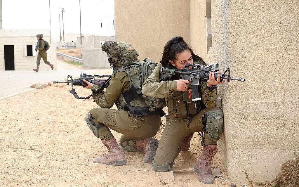 Soldiers from the mixed-gender Lions of the Jordan Valley Battalion take part in an exercise in the Tzeelim army base on February 5, 2018. (Judah Ari Gross/Times of Israel/File)