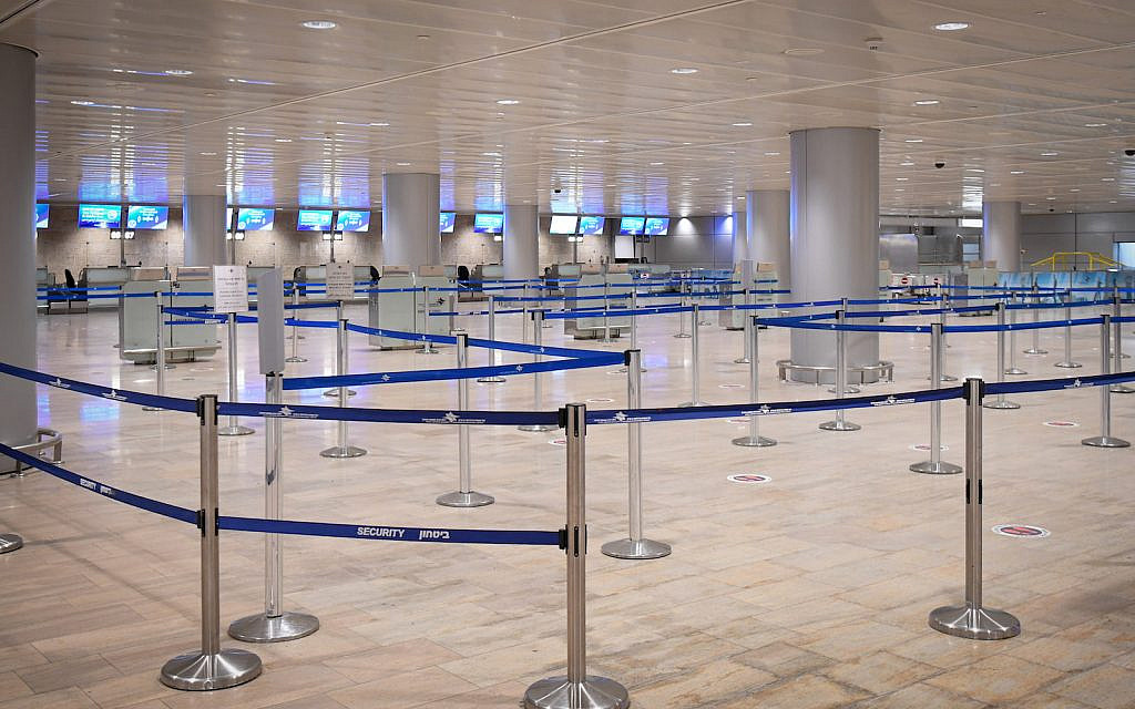 Ben Gurion International Airport, almost empty, on January 24, 2021. (Flash90)