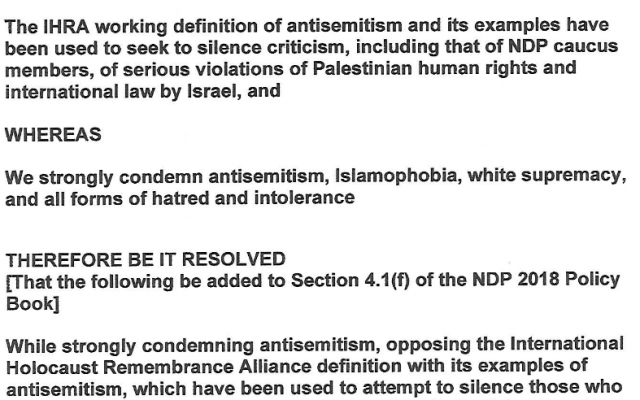 Resolution to NDP Convention