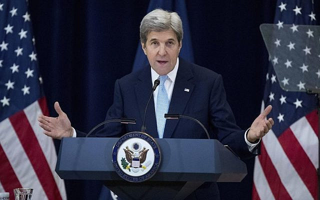 Senator John Kerry giving his farewell address as Secretary of State (Via Jewish News)