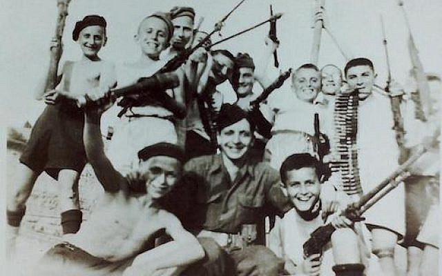Boys entertaining themselves in the quarry in Buchenwald post liberation. Photo from Monash University web site.