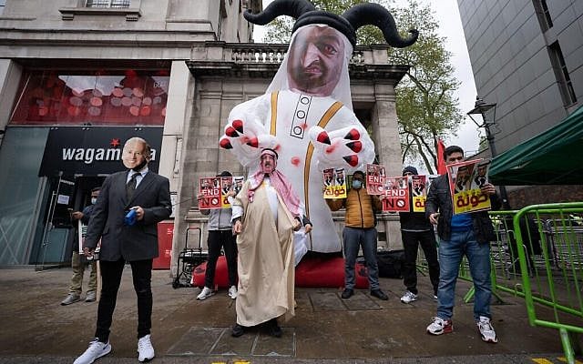 Pro-Palestinian demonstrators march through central London holding signs and flags on Nakba Day. Thousands march towards the Israeli Embassy to rally in solidarity with the people of Palestine. At least 139 people have been killed in Gaza, including 39 children, after a spiral of violence that began with the eviction of Arabs from the Sheikh Jarrah neighbourhood in East Jerusalem. Credit: Guy Corbishley/Alamy Live News - Via Jewish News