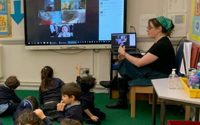 A Jewish Studies hybrid classroom in Hertfordshire, England.