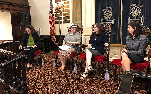 Author, Gail Katz (second from the right) speaking at a JOFA 2019 program, "My Body. Whose Decision?